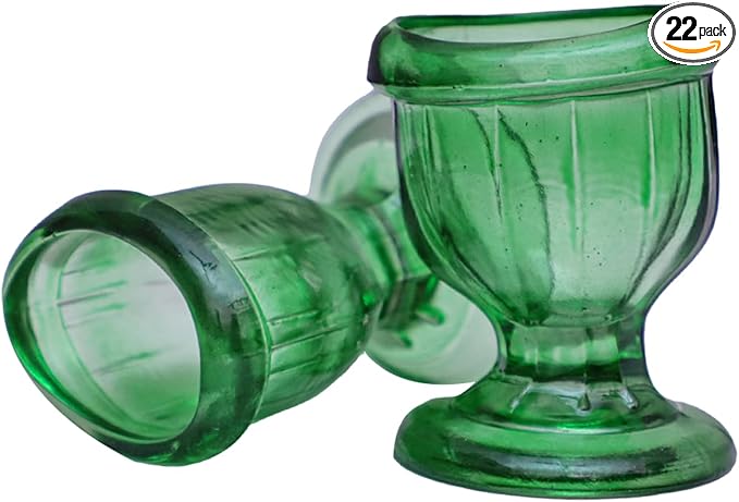 Glass Eye Wash Cup for Keep Your Eyes Clean and Healthy | Soothing Relief from Allergens Irritants Makeup Dust Dry Eyes | Eye Shaped Rim Snug Fit Set of 2 (Light Green)