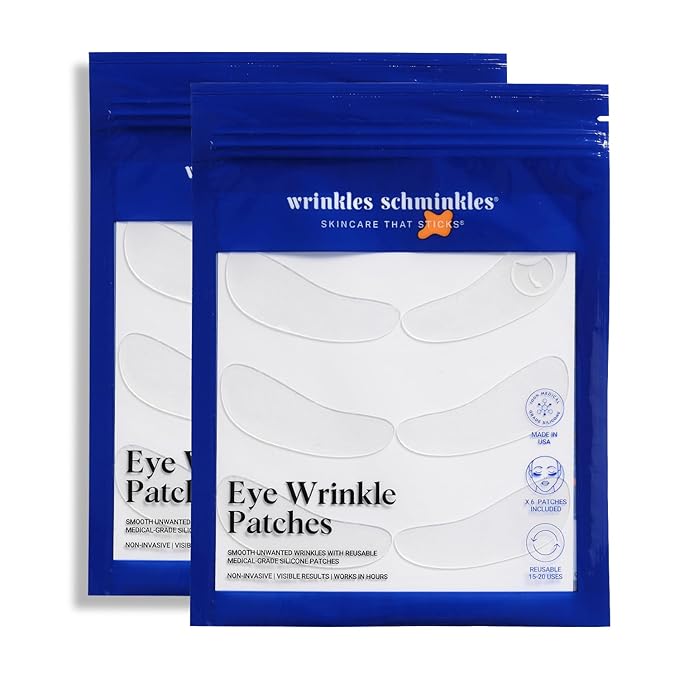 Wrinkles Schminkles Silicone Anti-Wrinkle Patch Bundle – Forehead Wrinkle Patches & Under Eye Patches – Reusable, Non-Invasive Pads for Fine Lines, Puffiness & Dark Circles