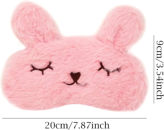 Honbay Plush Rabbit Sleeping Eye Mask Cute Cartoon Animal Eye Mask for Little Girls (Pink)