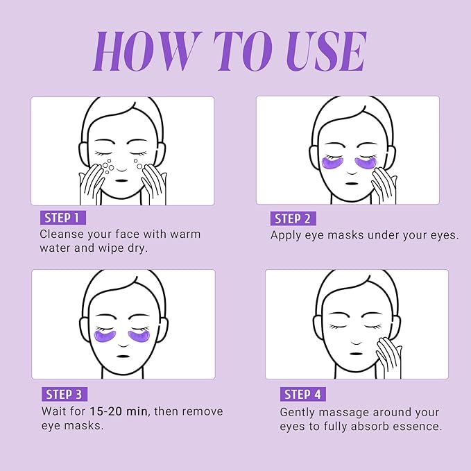 Under Eye Patches with Vitamin C and Witch Hazel Eye Mask for Dark Circles and Puffiness,Face Mask Skin Care Products 30 Pairs