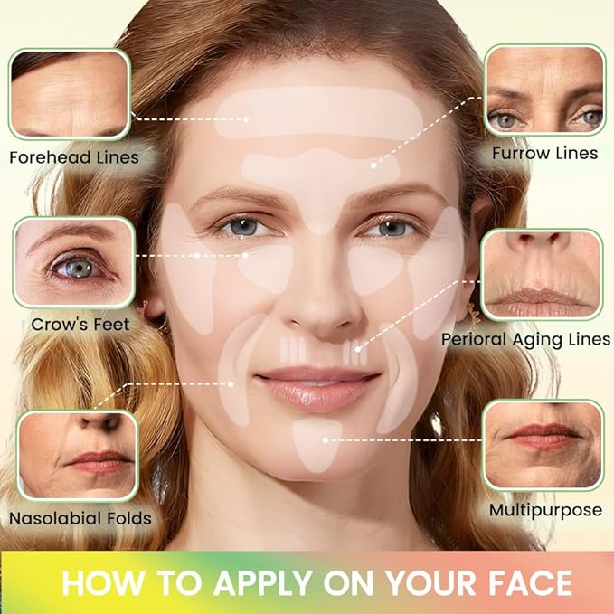 evpct 16Pcs Reusable Silicone Face Tape Forehead Wrinkle Patches for Face Wrinkles Overnight, Face Tape for Castor Oil, Face Facial oil Skin Tape Smoothing Wrinkle Patches for Face Wrinkles Overnight