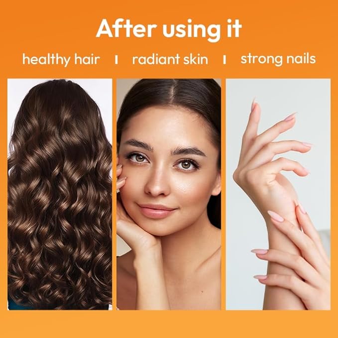 Biotin 10000 mcg with Zinc, Vitamin C & Calcium Pantothenate – Supports Healthy Hair Growth, Strong Nails & Glowing Skin for Women & Men | Made in The USA | 120 Vegan Capsules (4 Months Supply)