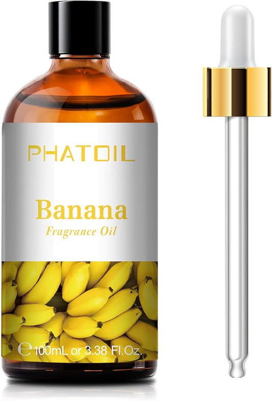 3.38FL.OZ Banana Fragrance Oils for Aromatherapy, Essential Oils for Diffusers for Home, Perfect for Diffuser, Yoga, Skin Care, DIY Candle and Soap Making - 100ml