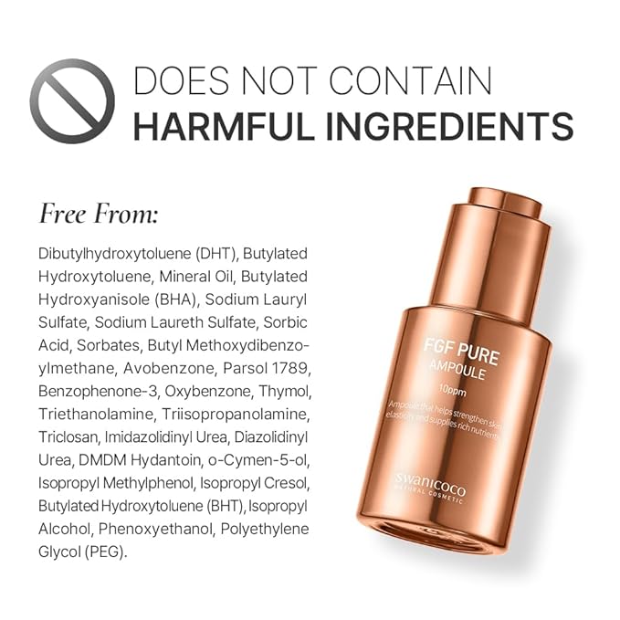 Pregnancy Safe Skincare FGF Pure Ampoule Serum (FGF 10 PPM), Firming Anti Aging, Hyaluronic Acids Glycerin Niacinamide, Improves Dermal Elasticity Reduces Fine Lines Hydrating 30ml 1 Fl Oz