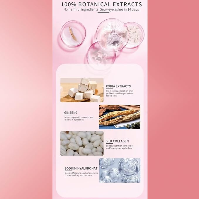 Eyelash Essence Organic Growth Serum for Improved Lashes, Natural Ingredients, Gentle Formula, Clear