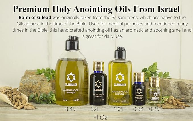 Balm of Gilead Anointing Oil from Israel, Holy Spiritual Oils Bottles from Jerusalem Blessed, Handmade with Natural Ingredients and Blessed for Wedding Ceremony, Religious Use, 1.01 Fl Oz