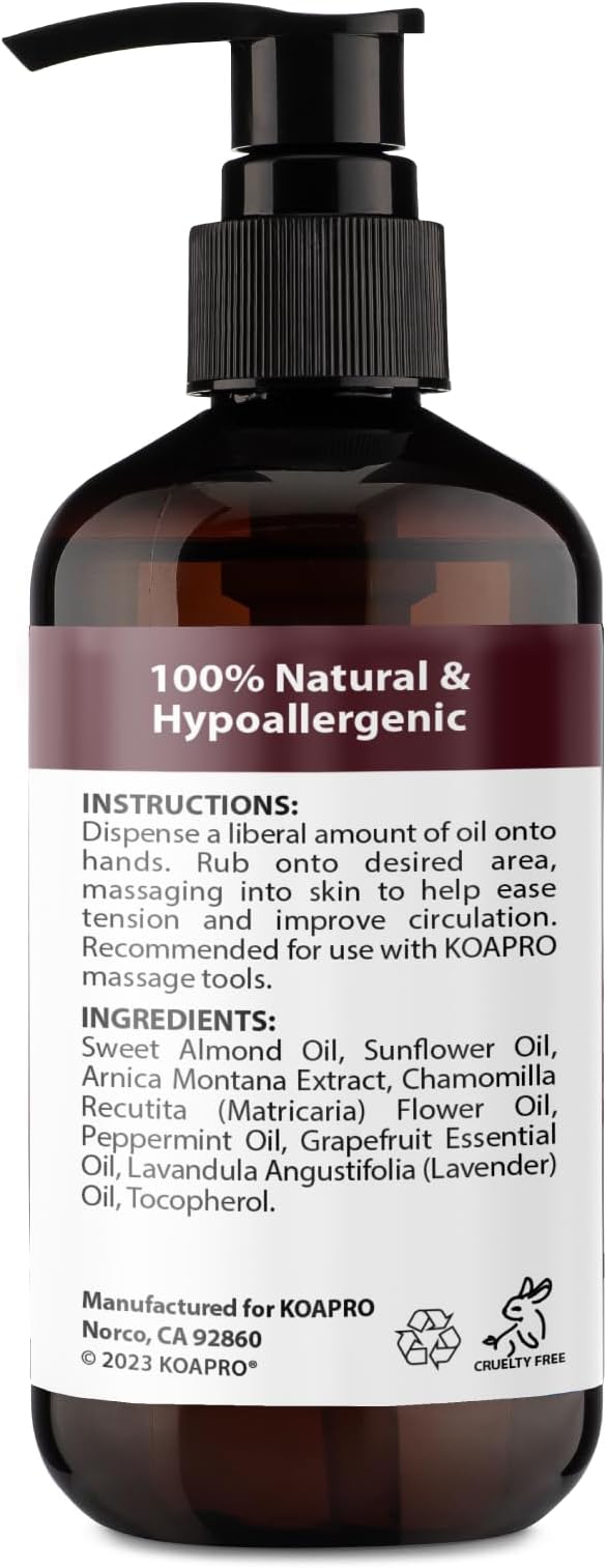 KOAPRO Arnica Sore Muscle Massage Oil for Massage Therapy - Anti-Cellulite Skin Therapy Oil with Chamomile, Lavender, Peppermint to Soothe Tired Muscles & Joint Pain, Deep Tissue Extract 3 Pack