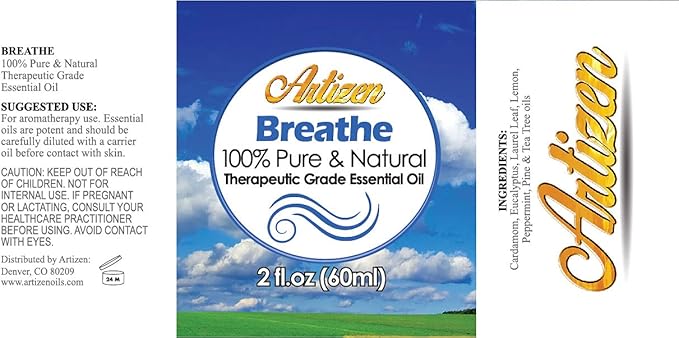 Artizen Breathe Blend Essential Oil Therapeutic Grade 4oz Bottle for Aromatherapy (100% Pure & Natural - Undiluted)