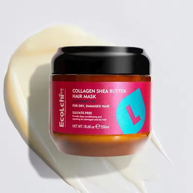 Ecolchi Hair Mask Shampoo Leaving-in Conditioner Argan Oil Set Collagen Hair Treatment Deep Repair Conditioning for Dry Damaged Hair All Hair Types 550+750+200+60ml