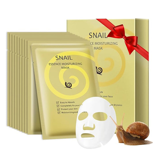 Face Masks Skincare, Snail Mucin Sheet Mask 10 Pack With Snail Mucin Serum, Hydrating Face Mask For Dry, Sensitive Skin, Self Care, Sheet Masks, Facial Masks For Women Skin Care, Bridesmaid Gifts
