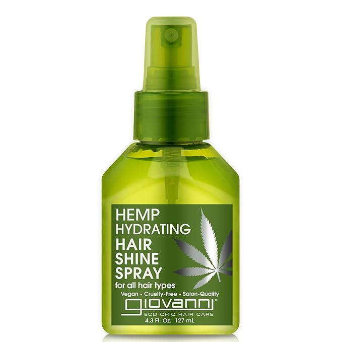 GIOVANNI Hemp Hydrating Hair Shine Spray - Contains Hemp Seed Oil, Aloe Vera, Frankincense, Helps Stimulate, Moisturize & Revitalize Damaged Hair, No Parabens, Sulfate Free - 4.3 Fl Oz