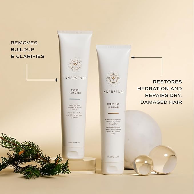 INNERSENSE Organic Beauty - Hair Revival Duo Holiday Set | Detox Hair Mask, Hydrate Hair Mask | Non-Toxic, Cruelty-Free, Clean Haircare (2 piece set)