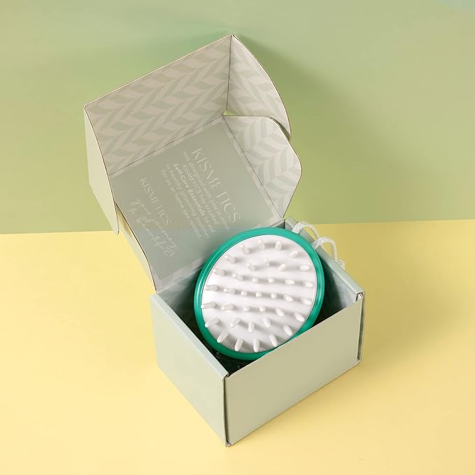 Shampoo Massager Brush, Scalp Massager and Exfoliator Features Soft Bristles to Aid in Dandruff Relief, Increase Circulation, and Stimulate Hair Growth for Healthy Looking Hair (Aqua)