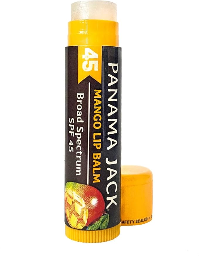 Panama Jack Sunscreen Lip Balm - SPF 45, Flavor Pack, Broad Spectrum UVA-UVB Sunscreen Protection, Prevents & Soothes Dry, Chapped Lips (Mango/Tropical)