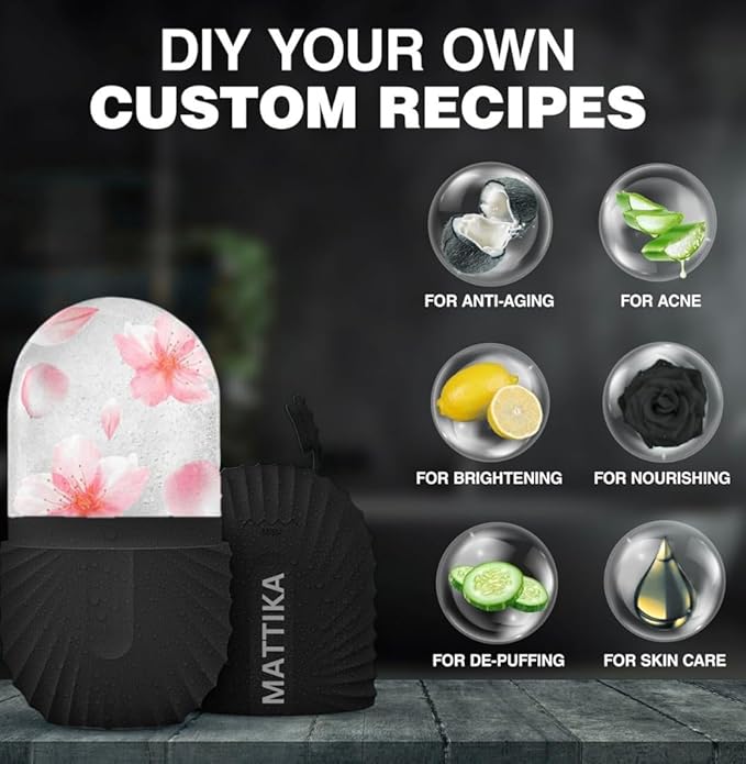 Ice Roller for Face and Eye Glow Naturally and Skincare, Ice Face Roller, Ice Facial Cube, Gua Sha Face Massage, Ice Roller Face for Beauty and Skin Care Gift for Men & Women Face Ice Roller (Black)