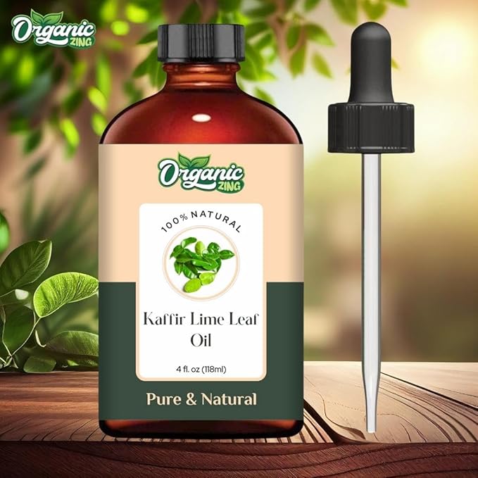Kaffir Lime Leaf (Citrus Hystrix) Oil | Pure & Natural Essential Oil for Skincare, Hair Care, Aroma and Diffusers- 118ml/4 fl oz