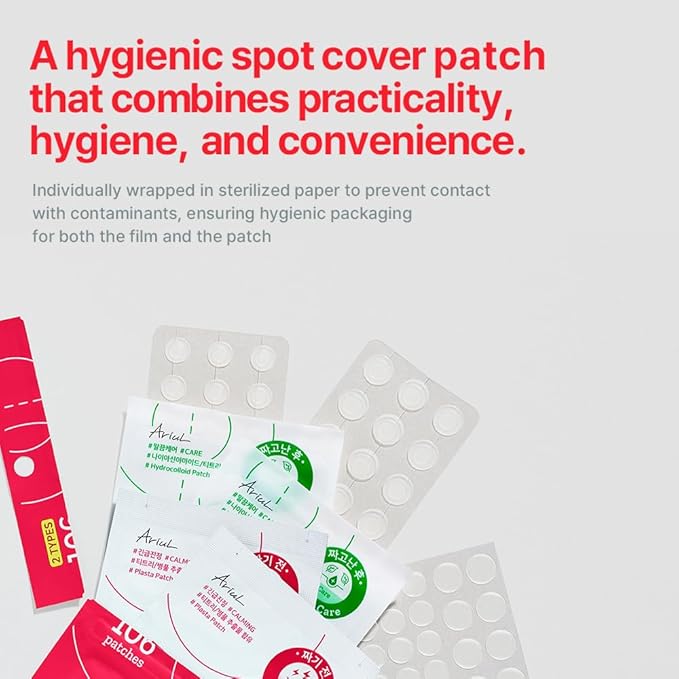 Ariul True AC Spot Cover Duo Set – Before & After Blemish Care, Hydrocolloid Patch with Salicylic Acid, Niacinamide, Tea Tree Oil & Cica, Ultra-Thin, Korean Skin Care, 106 Patches (Red - Duo Set)