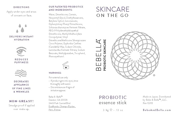 Bebella Probiotic Essence Stick - Reduce Dark Circles, Puffy Eyes, & Fine Lines around the delicate eye area - Refreshes Look, Soften Lines on Upper lip, Skin Care Recovery Hydrating on the go