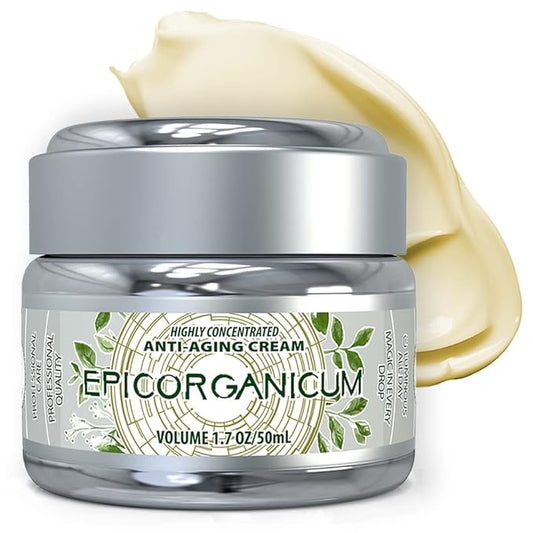 Epic Organic Age Defense | Men's Face Moisturizer | Anti-Aging Cream with Hyaluronic Acid, Collagen | Day and Night Facial Skin Care | Anti Wrinkle Face Cream | 1.7 oz