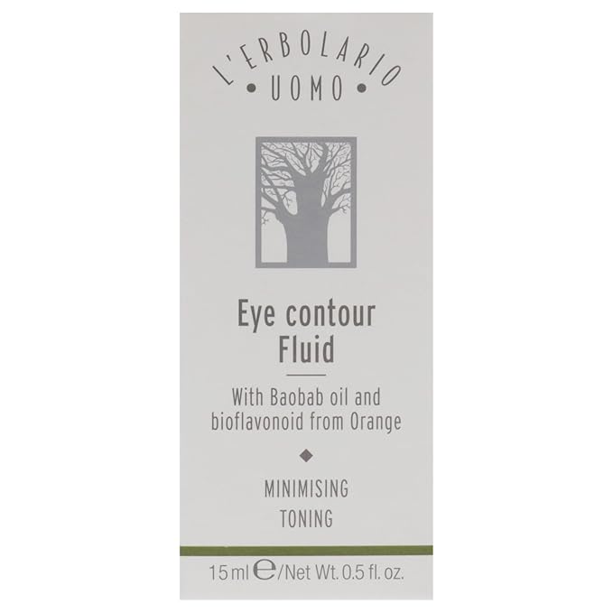 L'Erbolario Baobab And Green Coffee Eye Contour Fluid - Provides Long-Lasting Freshness And Tone To Skin - Minimizes Sagging And Dark Circles - Fast-Acting Face Serum - Plant Powered Skincare - 0.5 Oz
