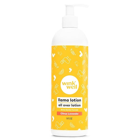 Wink Well Llama Baby Lotion for Kids- Gentle Baby Moisturizer for Calming Dry Skin-For Sensitive Skin Free of Parabens, Chemicals, Dyes and Fragrances- 14 Oz