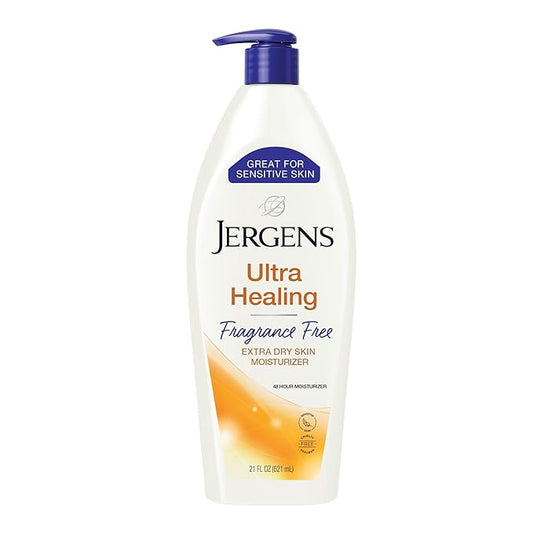 Jergens Ultra Healing Dry Skin Lotion, Hand and Body Moisturizer for Quick Absorption into Extra Dry Skin with Hydralucence Blend, Vitamins C, E and B5, White, 21 oz