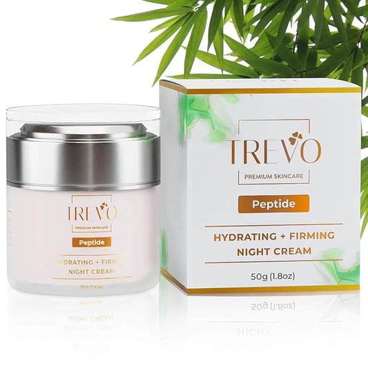 Trevo Peptide Hydrating + Firming Night Cream - Advanced Anti Aging Face Cream - Hydrating Face Moisturizer - Peptides, Retinol & Vitamin B3 - Reduce Fine Lines, Anti Inflammation - 50g/1.8oz