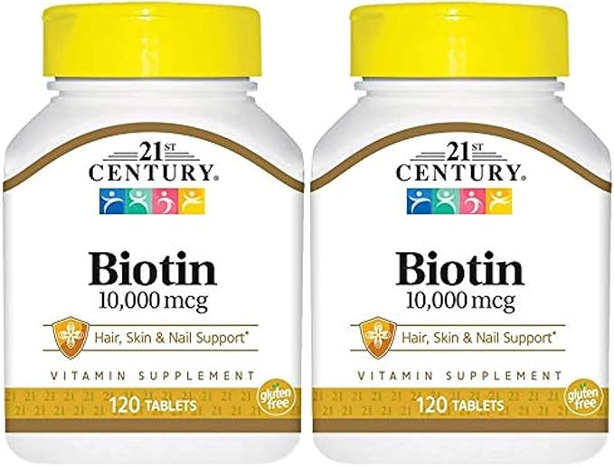 21st Century Biotin Tablets, 10,000 mcg,2 Count