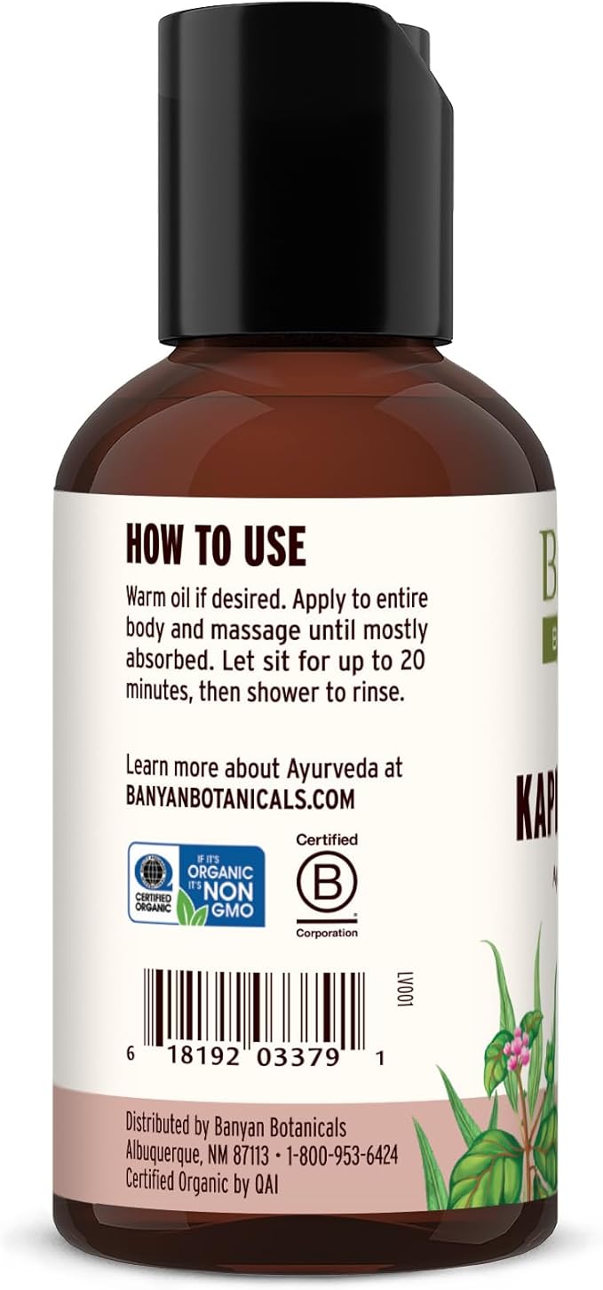 Banyan Botanicals Kapha Massage Oil – Organic Massage Oil with Chitrak and Tulsi – Warming Ayurvedic Oil to Revitalize The Tissues and Awaken The Mind – 2 oz. – Non-GMO Sustainably Sourced Vegan