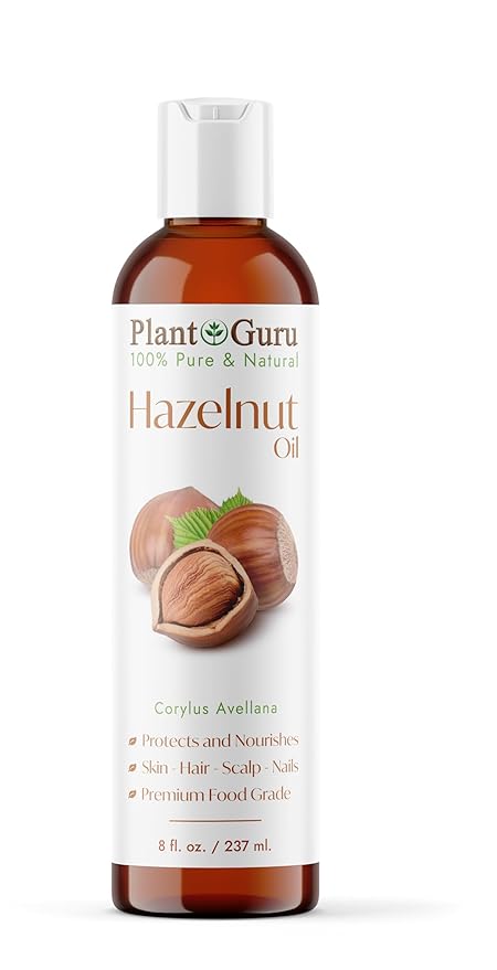 Hazelnut Oil 8 fl. oz. Cold Pressed 100% Pure Natural Carrier - Skin, Face, Body And Hair Growth Moisturizer. Great For DYI Cream, Lotions and Lip balm.