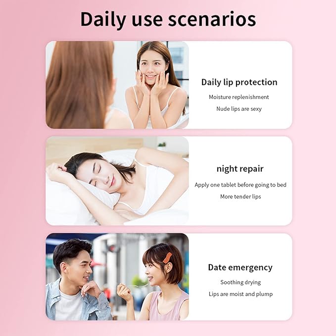 20pcs Moisturizing Lip Mask, Sleep Mask Reduces Lip Lines, Restores Moisture, Nourishes Lip Skin, Plumping Lips Mask (Pink)