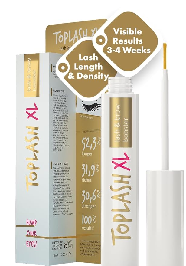 XL Lash and Brow Booster, Growth Serum with Eyelash and Eyebrow Enhancer, Promotes Stronger, Thicker, Healthier Lashes with Botanicals and Peptides