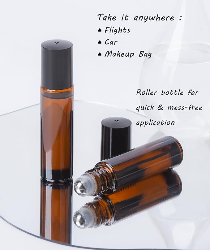 Organic Castor Oil for Face Roll On，Rollerball Castor Oil, Deep Hydration for Skin Care and Hair, Castor Oil Organic Cold Pressed Unrefined Glass Bottle 8oz with 2 Roller