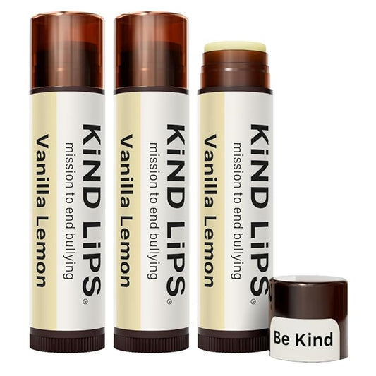Vanilla Lemon Lip Balm 3-Pack – Organic Natural Chapstick Alternative for Dry Lips – Jojoba Oil Formula – Gluten & Grain Free – Clean Lip Moisturizer – Kind Lips Small Business USA Made