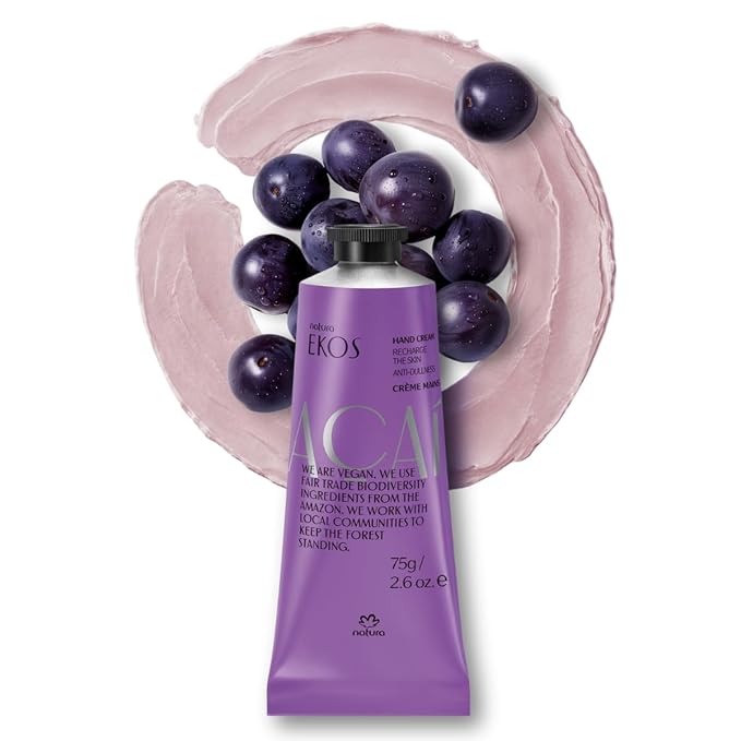 Natura - Ekos Açaí Hand Cream - Anti-Dullness Hand Balm - Recharge the Skin - Fast Absorption - Skin Moisturizer - Vegan Skin Care - Brazilian Beauty Secrets - Self Care & Body Care - 2.6oz (75g)
