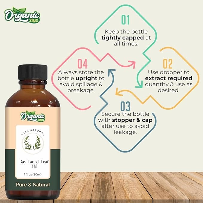 Bay Laurel Leaf (Laurus Nobilis) Oil | Pure & Natural Essential Oil for Skincare, Hair Care & Massage - 30ml/1.01fl oz