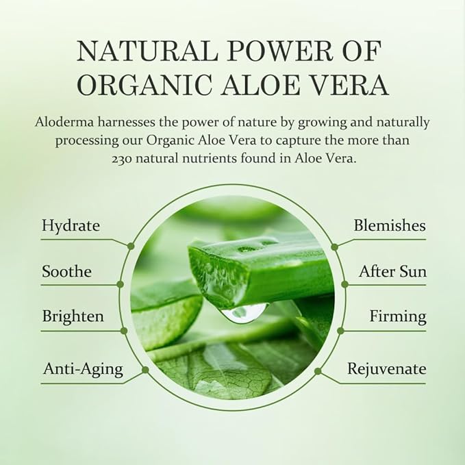 Aloderma Hydrating Aloe Face Serum Made with 69% Organic Aloe Vera - Deep Moisturizing Lightweight Aloe Vera Facial Serum with Hyaluronic Acid for Flawless Skin - Nourishing Serum for Face - 1.7oz
