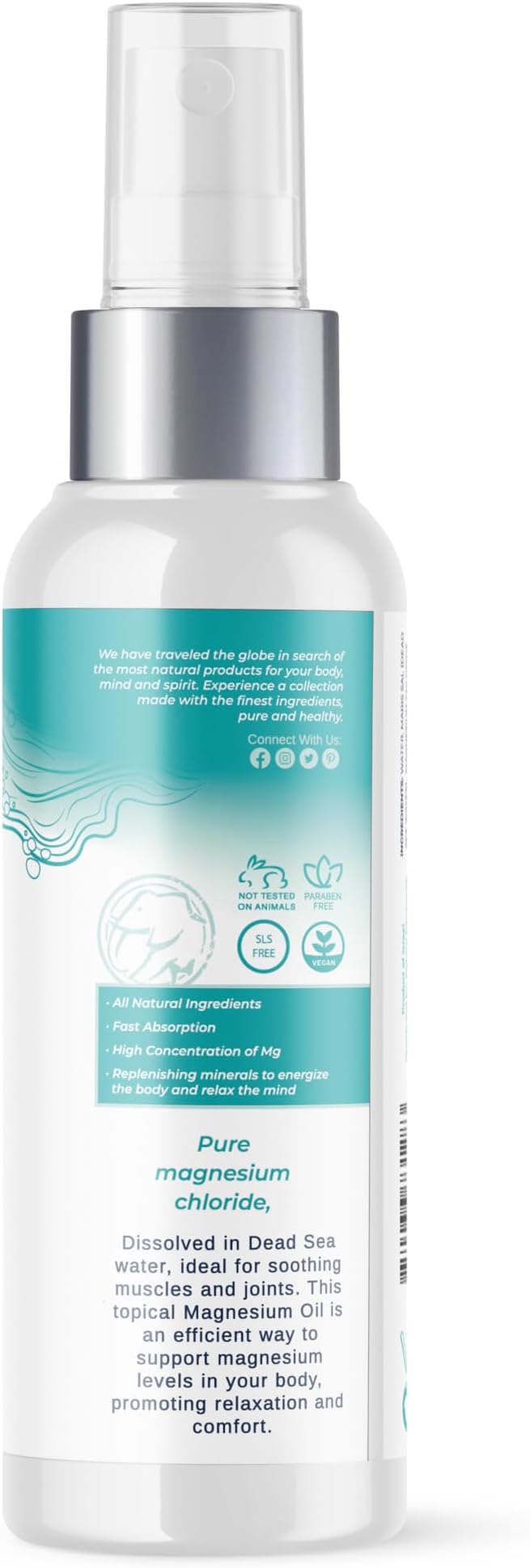 Natural Elephant Dead Sea Magnesium Oil Spray for Topical Use | 100% Pure | 4 fl oz (Pack of 2) | Promotes Relaxation and Well-Being