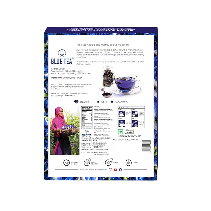 BLUE TEA - Butterfly Pea Flower Tea - 0.89 Oz (50+ Cups) Loose | ANTIOXIDANT RICH | Flower Based - Herbal Tea - Caffeine Free - Chemical Free - Non-Bitter - Vegan - Non-GMO | Gift Pack