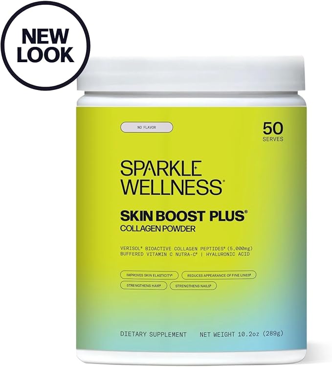 Sparkle Wellness Skin Boost Plus (No Flavor) [50-Serves] | Collagen Powder Supplement with VERISOL Bioactive Hydrolyzed Collagen Peptides, Vitamin C & Hyaluronic Acid