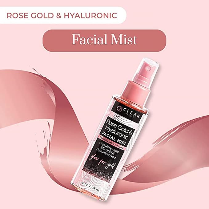Rose Gold & Hyaluronic Acid Face Mist - Dermatologist Tested, Moisturizes, Calms Redness & Tones Skin, Balancing Facial Spray, Cruelty-Free, Vegan, 95% Natural, Non - GMO, All Skin Types