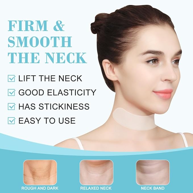 Neck Wrinkle Patches, Reusable Hydrogel Anti Aging Facial Pads, Hypoallergenic Silicone Gel Sleep Tape, Smooth Fine Lines,Mask for Skin Tightening and Firming,Crepe Erase and Neck Lift (neck-2 Pcs)