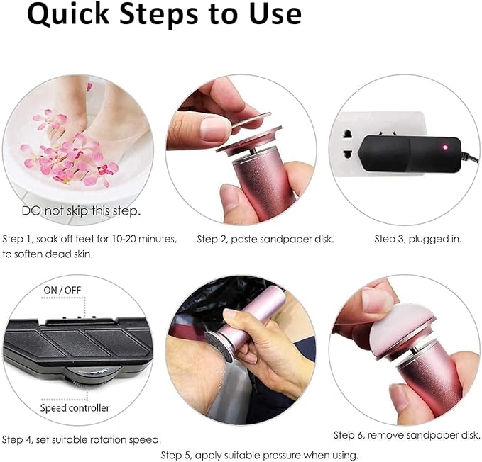 Electric Foot File Callus Remover for Feet, Adjustable Speed Foot Sander Grinder Professional Pedicure Tools for Dead Skin Heel Calluses with Replaceable Sandpaper Discs (Upgraded FCR-1 Pink)