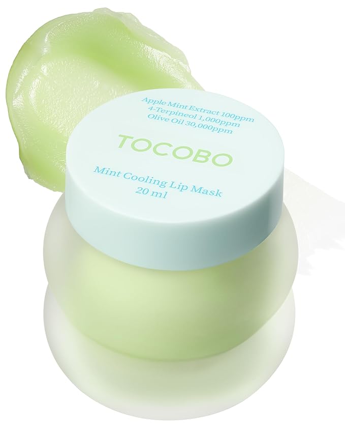 TOCOBO Mint Cooling Lip Mask – Korean Overnight Lip Treatment with Apple Mint, Tea Tree & Olive Oil – Soothing, Hydrating, Refreshing Balm – Soft Melting Texture, Fresh Herb Scent, 0.5 oz.