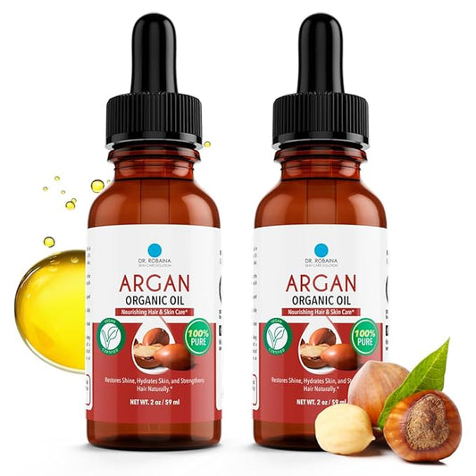 Dr. Robaina 100% Pure & Natural Argan Oil – Deep Hydration, Skin Repair & Natural Antioxidants for Healthy Skin & Hair – Made in USA