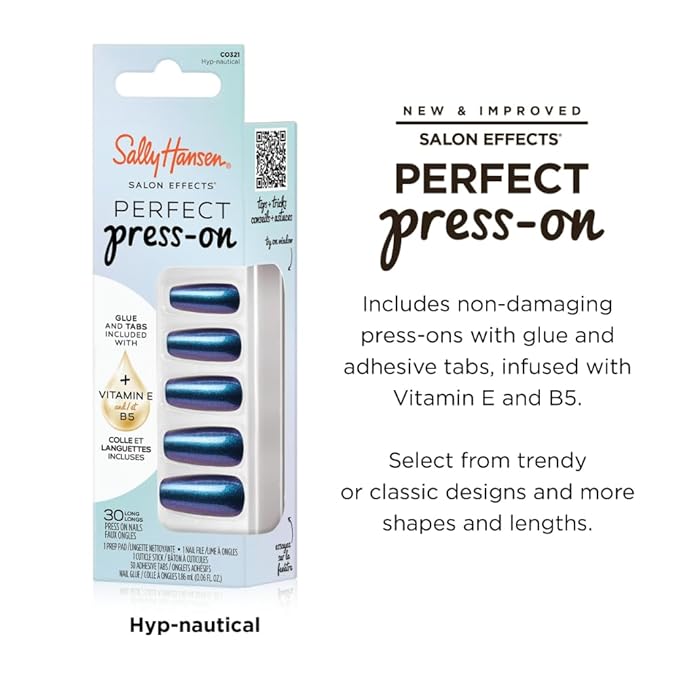 Sally Hansen Instant Cuticle Remover and Salon Effects HYP-Nautical Press On Nails Kit, Nail Treatment and Manicure Set