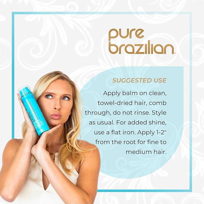 Pure Brazilian Silk Smoothing Balm with Keratin, Hydrolyzed Silk & Coconut Oil, Anti-Frizz, Nourishing & Strengthening Formula, Salon-Quality Treatment, 6.78 Oz