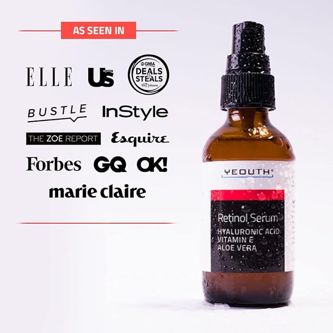 YEOUTH Retinol Serum for Face with Hyaluronic Acid & Vitamin E, Hydrating Retinol for Face, Night Serum Suitable for All Skin Types 2oz