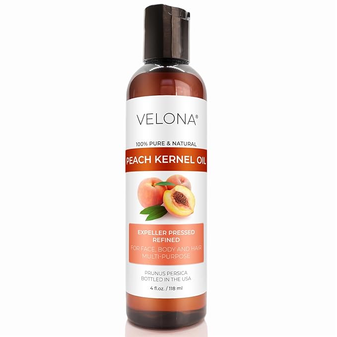 velona Peach Kernel Oil 4 Fl Oz | 100% Pure and Natural Carrier Oil | Refined, Cold pressed | Cooking, Skin, Hair, Body & Face Moisturizing | Use Today - Enjoy Results
