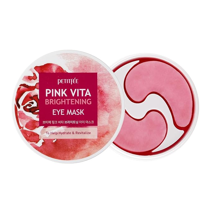 Pink Vita Brightening Eye Mask 60 Pieces (30pairs) - Rose and Vitamin B Eye Patch, Soft Bamboo Sheet Mask, Evens Skin Tone, Rose Extract, Vitamin Tree Extract, Radish Extract, Beet Root Extract